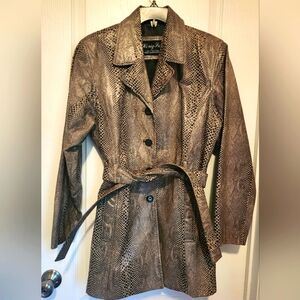 Henig Furs snakeskin print leather jacket Size medium euc